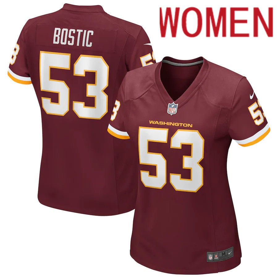 Women Washington Redskins #53 Jon Bostic Nike Burgundy Game Player NFL Jersey